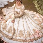 Luxury Heavy work Unstitched Net Wedding Desinger White Frock Maxi Dress with Net Embroidered Dupatta