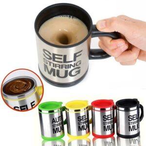 Stainless Steel Self Stirring Mug Auto Mixing Coffee Cup Cell Operated