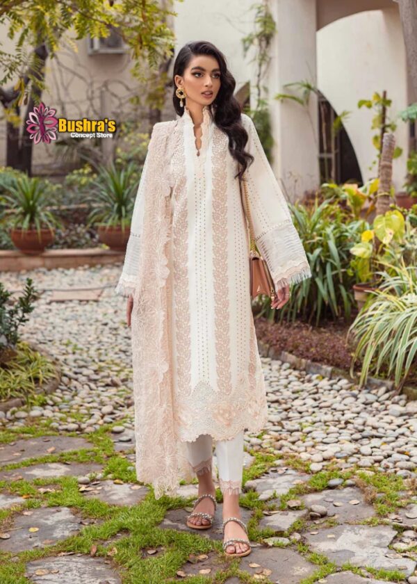 Luxury LAWN schifflie Embroidered unstitched Designer Dress with Organza Embroidered Dupatta