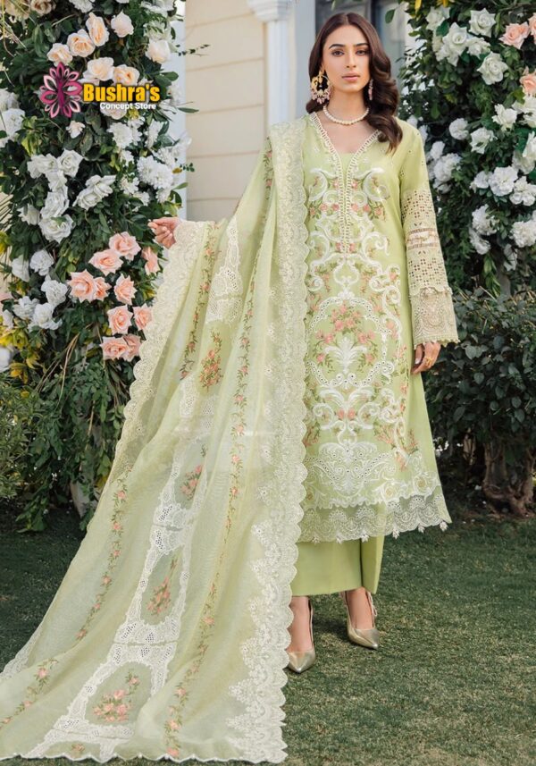 Luxury lawn heavy Embroidered Chikankari unstitched Designer  Dress with cotton net embroidered Dupatta