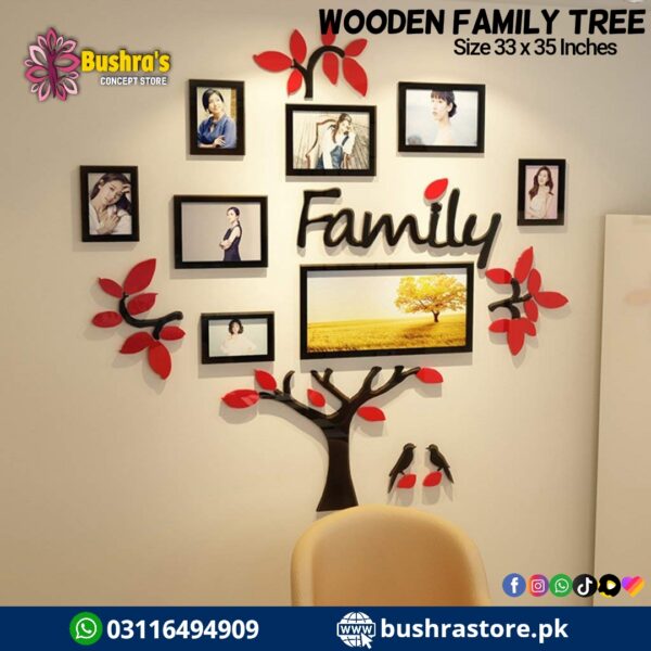 Wooden Family Wall Frame Red