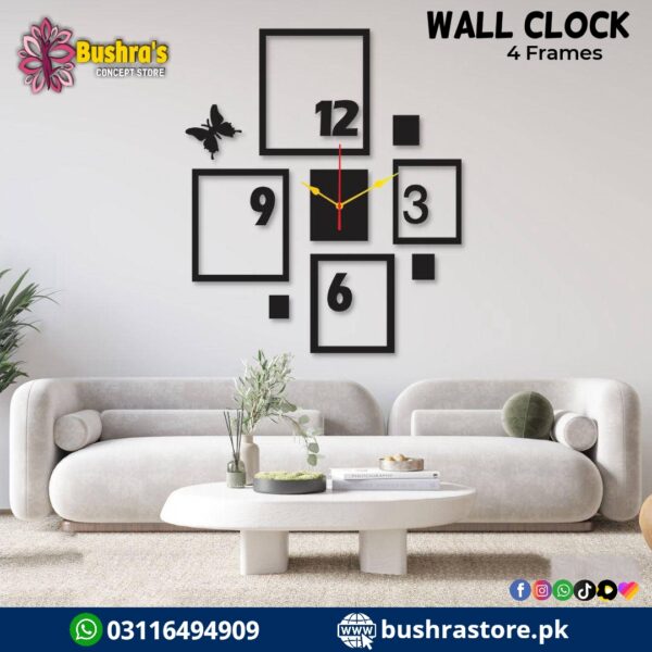 4 Frames Wooden Wall Clock