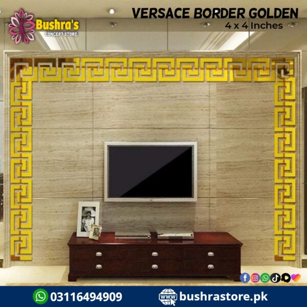 Acrylic Mirror Border Golden Mirror Wall Sticker 3D