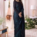 Luxury heavy work unstitched wedding Designer shamosh net Saree Dress
