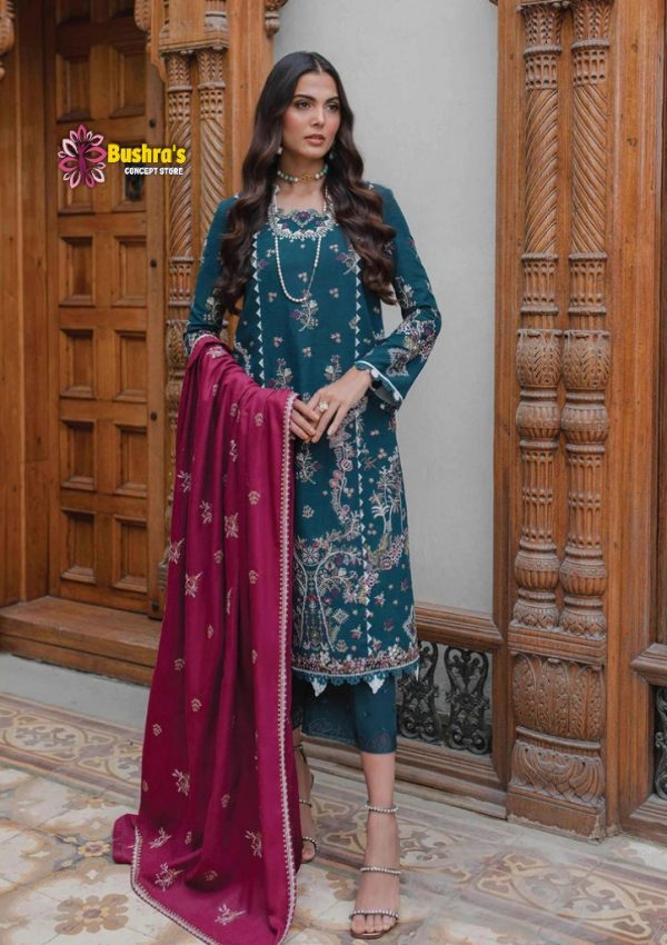 Luxury Lawn cotton embroidered  unstitched Designer  Dress with chiffon Embroidered Dupatta