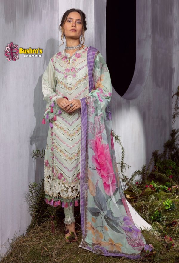 Luxury Lawn cotton Chikankari Embroidered Unstitched Designer Dress with SILK  Dupatta