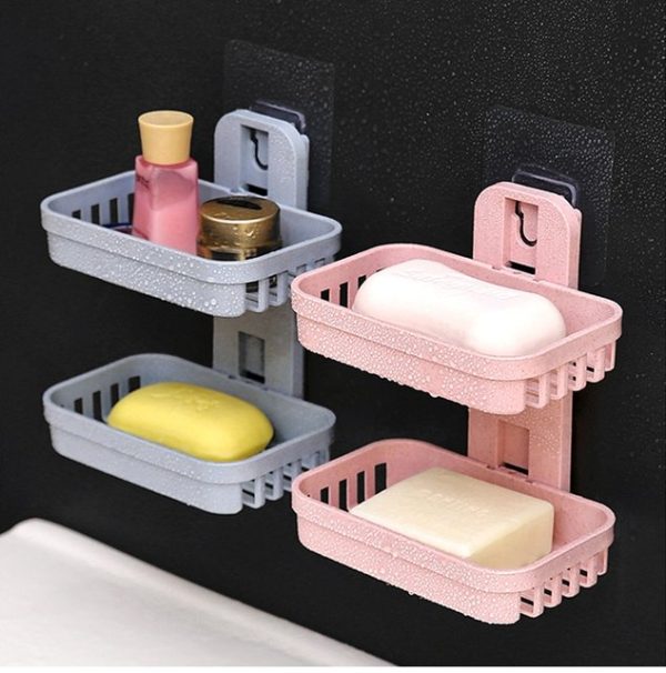 Bathroom Suction Cup Soap Dishes Plastic Holders Wall-Mounted