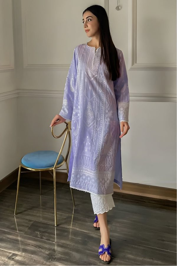 Summer Luxury  Purple LawnUnstitched Dress with Chiffon Embroidered Dupatta