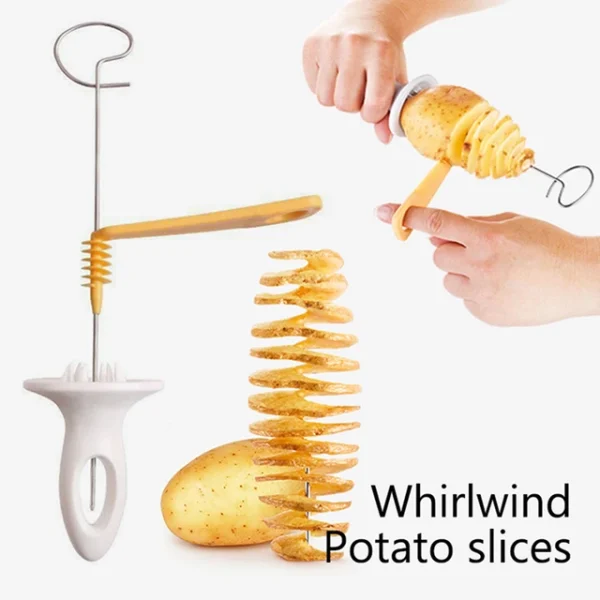 Kitchen Spiral Potato Cutter, Twisted Slice Tower, Whirlwind Potato Cutter, Creative DIY Fruit and Vegetable Slicer