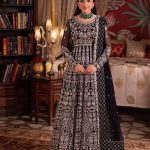 Elegant Luxury Work Unstitched Wedding Partywear Nikha Walima Engagement Mehndi Mayon Black Frock Maxi Dress
