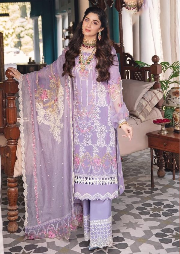 Summer Luxury Lawn Cotton Unstitched Purple Dress with COTTON NET Embroidered Dupatta