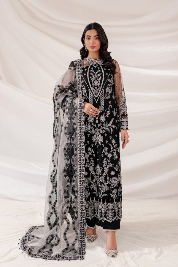 Elegant Luxury Work Unstitched Wedding Partywear Nikha Walima Engagement Mehndi Mayon Black Dress