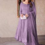 Elegant Luxury Work Unstitched Wedding Partywear Nikha Walima Engagement Mehndi Mayon Purple Frock Maxi Dress