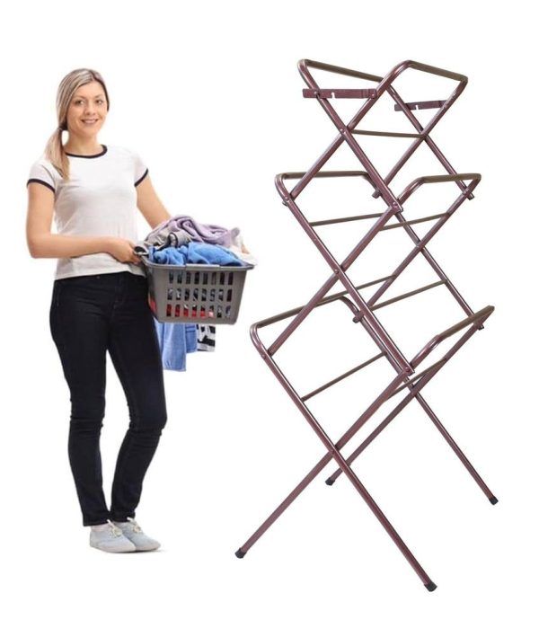 Triple Tier Foldable Laundry Stand Adjustable