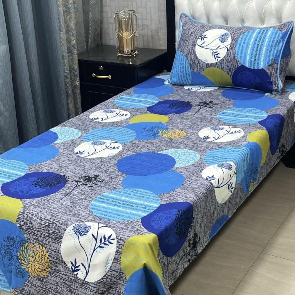 2Pcs Crystal Cotton Printed Single Bedsheet