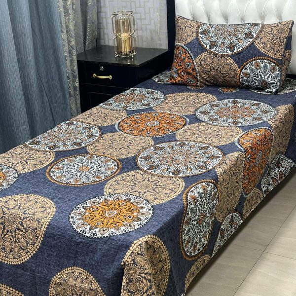 2Pcs Crystal Cotton Printed Single Bedsheet