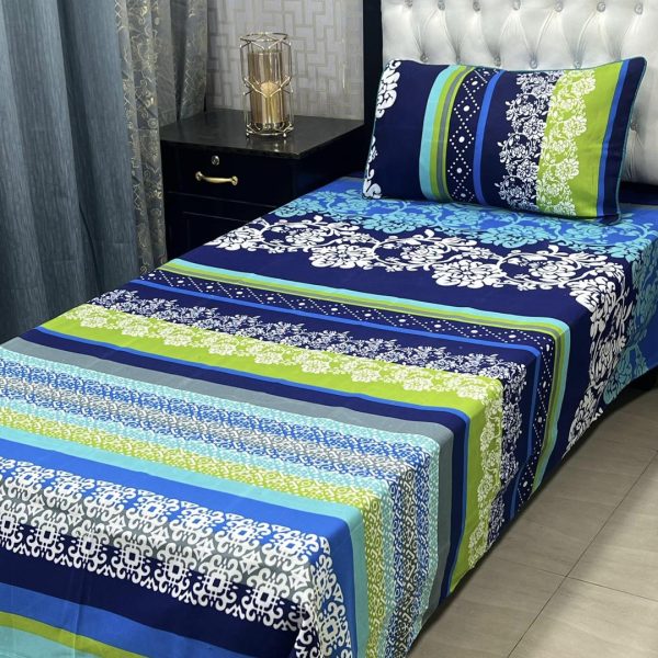 2Pcs Crystal Cotton Printed Single Bedsheet