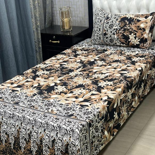 2Pcs Crystal Cotton Printed Single Bedsheet