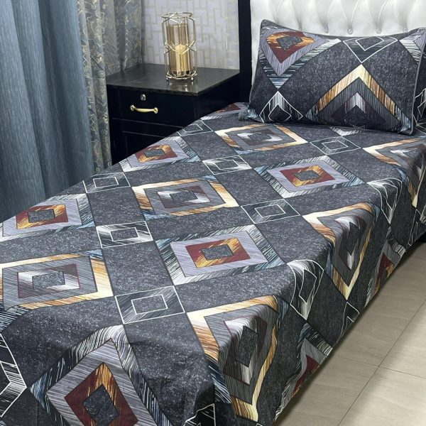 2Pcs Crystal Cotton Printed Single Bedsheet