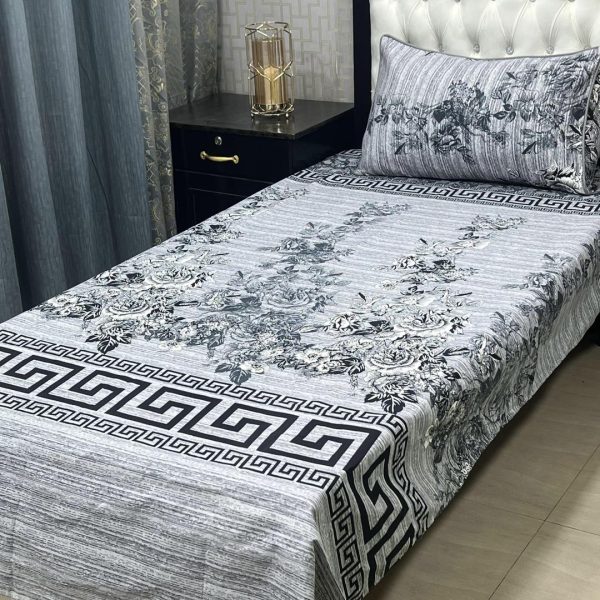 2Pcs Crystal Cotton Printed Single Bedsheet