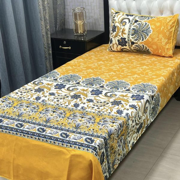 2Pcs Crystal Cotton Printed Single Bedsheet