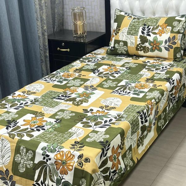 2Pcs Crystal Cotton Printed Single Bedsheet