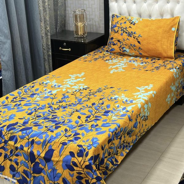 2Pcs Crystal Cotton Printed Single Bedsheet