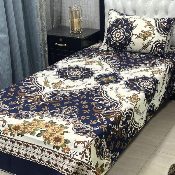 2Pcs Crystal Cotton Printed Single Bedsheet