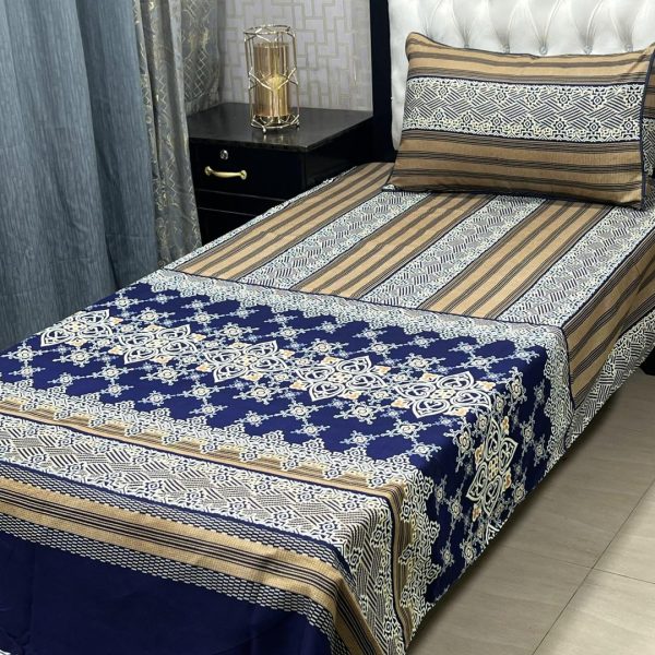 2Pcs Crystal Cotton Printed Single Bedsheet