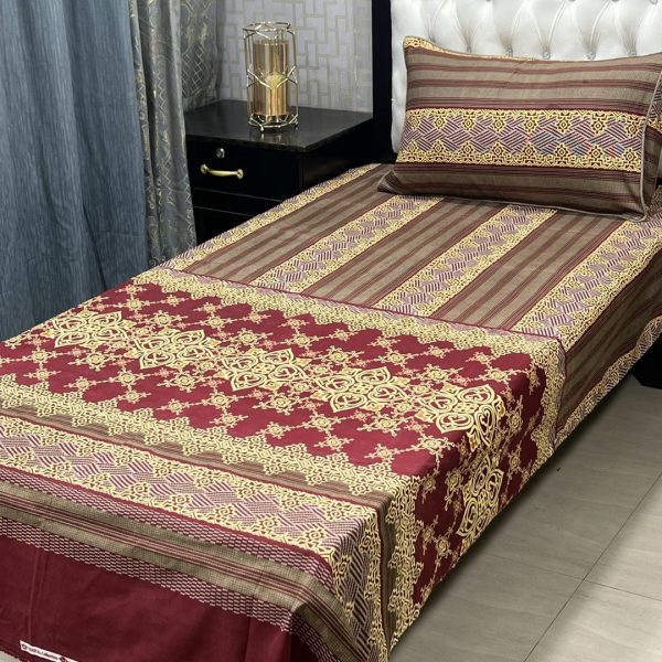 2Pcs Crystal Cotton Printed Single Bedsheet