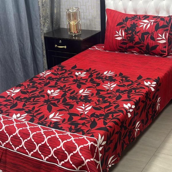 2Pcs Crystal Cotton Printed Single Bedsheet