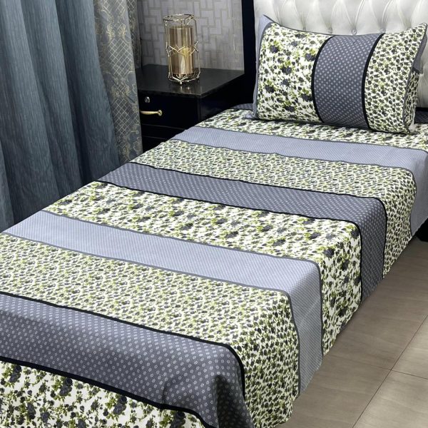 2Pcs Crystal Cotton Printed Single Bedsheet