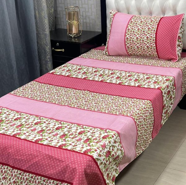 2Pcs Crystal Cotton Printed Single Bedsheet