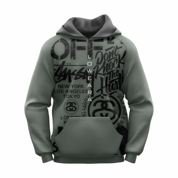 Unisex Grey Printed Polyester Fleece Hoodie