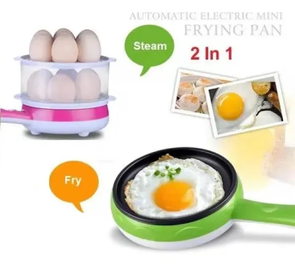 2 layer Electric Automatic egg fry pan With Handle | Double Layer Egg Boiler With Handle