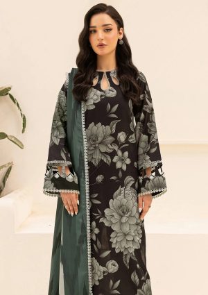 Elegant Printed Embroaided Summer Lawn Black Dress