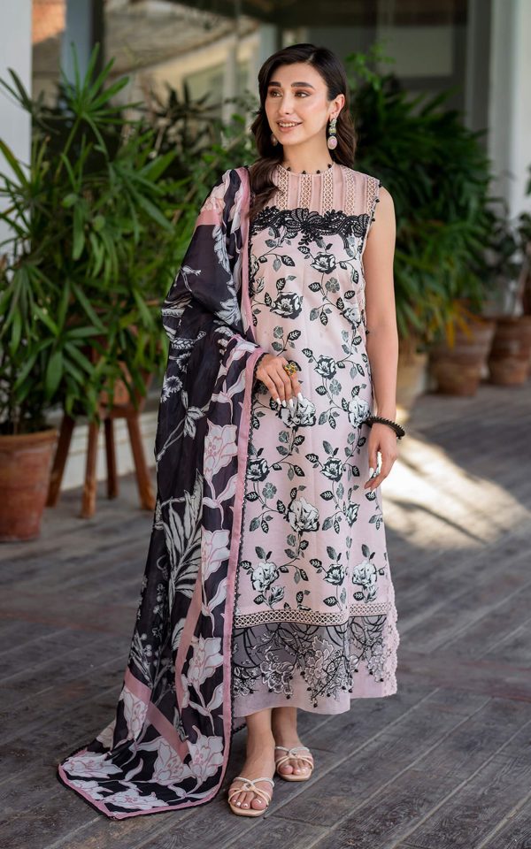 Elegant Summer Printed Embroaided Lawn Dress