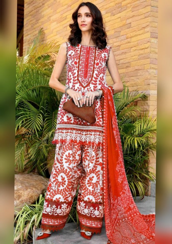Elegant summer Printed Embroidery Lawn Unstitched Dress