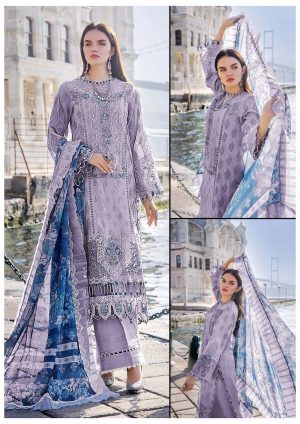 Elegant summer Luxury Chikankari Embroidery Lawn Cotton Unstitched purple Dress