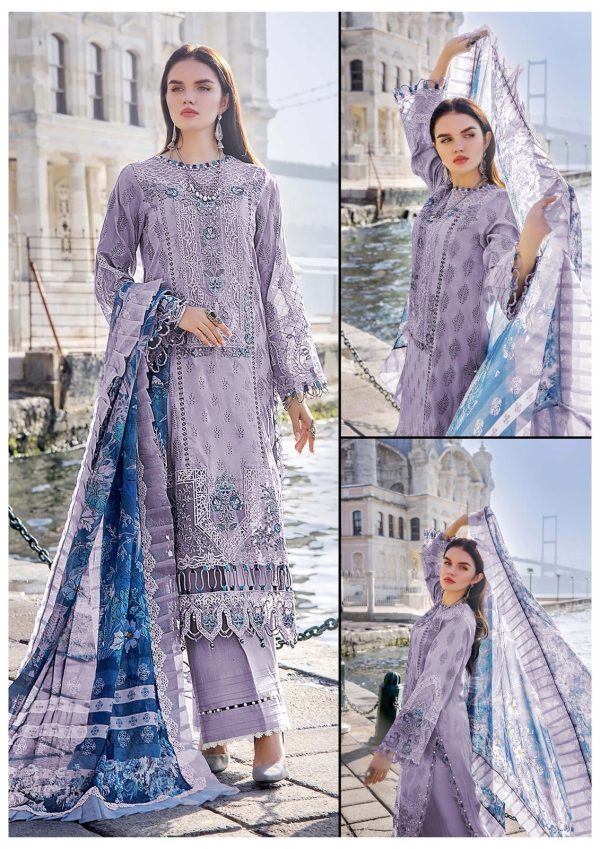 Elegant summer Luxury Chikankari Embroidery Lawn Cotton Unstitched purple Dress