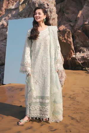Elegant summer Chikankari Embroidery Lawn Cotton Unstitched Dress