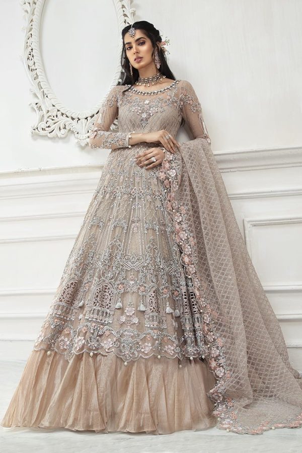 Elegant Luxury Work Unstitched Wedding Partywear Frock Maxi Dress Nikha Walima Engagement Mehndi Mayon Dress