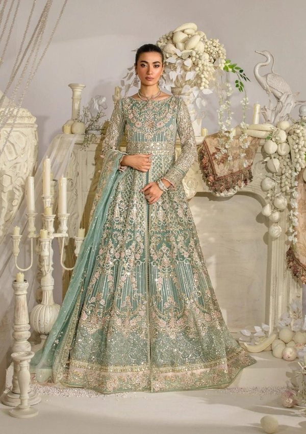 Elegant Luxury Work Unstitched Wedding Partywear Frock Maxi Dress Nikha Walima Engagement Mehndi Mayon Dress