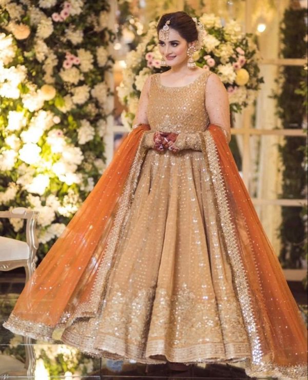 Elegant Luxury Work Unstitched Wedding Partywear Long Frock Dress Nikha Walima Engagement Mehndi Mayon Lehnga Dress
