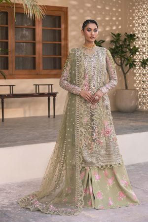Elegant Luxury Work Unstitched Wedding Partywear Dress Nikha Walima Engagement Mehndi Mayon Dress