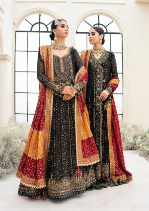 Elegant Luxury Work Unstitched Wedding Partywear Black Frok Dress Nikha Walima Engagement Mehndi Mayon Dress