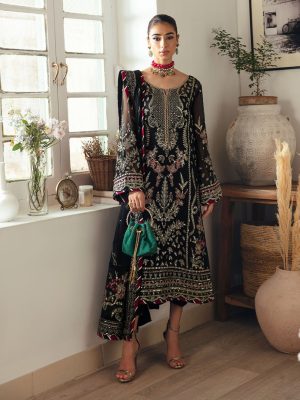 Elegant Luxury Work Unstitched Wedding Partywear Black Dress Nikha Walima Engagement Mehndi Mayon Dress