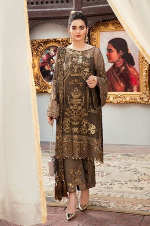 Elegant Luxury Work Unstitched Wedding Partywear Brown Dress Nikha Walima Engagement Mehndi Mayon Dress