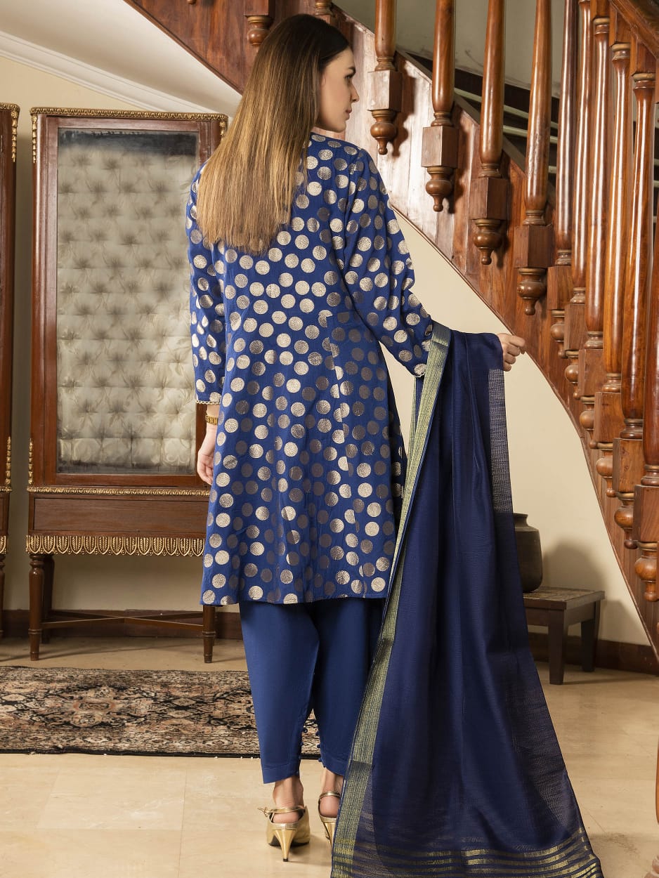 Limelight Printed Jacquard Suits Unstitched 3 Piece Ll21s U 1109 Navy Blue Summer Collection Bushra Zahoor S