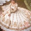 Luxury Heavy work Unstitched Net Wedding Desinger White Frock Maxi Dress with Net Embroidered Dupatta